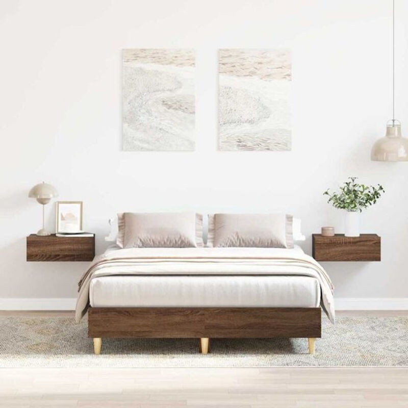 Vidaxl Massivholzbett aus Eukalyptus und Holzwerkstoff in Braun, B/T/H: 120 x 200 cm - Bild 1