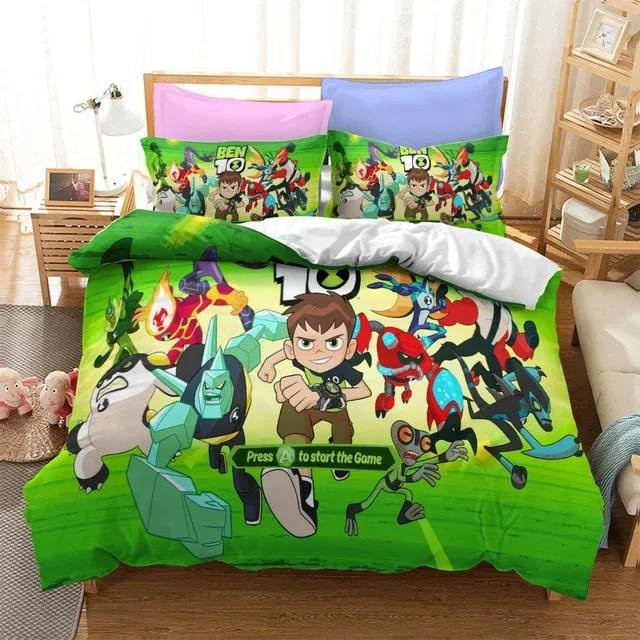 Lodestar Anime Ben 10 Bettwäscheset mit Cartoon-Design, Farbe Grün, Material Mikrofaser, B/H: 140 x 210 cm - Bild 1