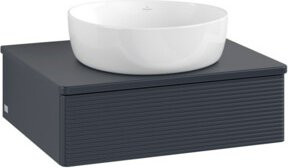 V&B Waschtischunterschrank Antao mit Frontstruktur und Beleuchtung in Blau lackiert, B/T/H: 60 x 50 x 19 cm - Bild 1