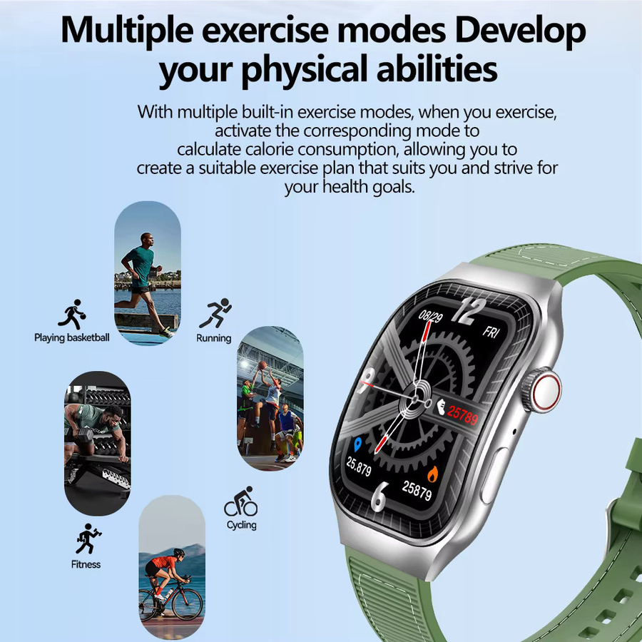 LAXASFIT Smartwatch für Damen und Herren mit 2,01 Zoll AMOLED gebogenem Display, Bluetooth Calling, Sport und Fitness Tracking in Blau - Bild 3