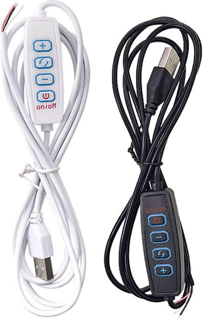JCD USB-Dimmer Kabel mit Ein-Aus-Schalter und 5V LED-Stromversorgung in Schwarz oder Weiß - Bild 1