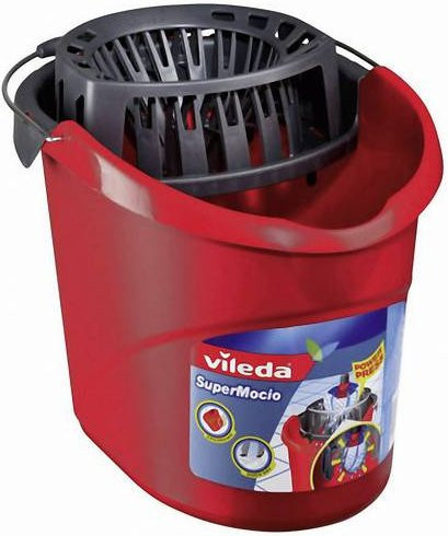Vileda SuperMocio Wischmop-Eimer mit PowerPress Wisch-Set in Rot und Grau, Höhe: 36 cm - Bild 1