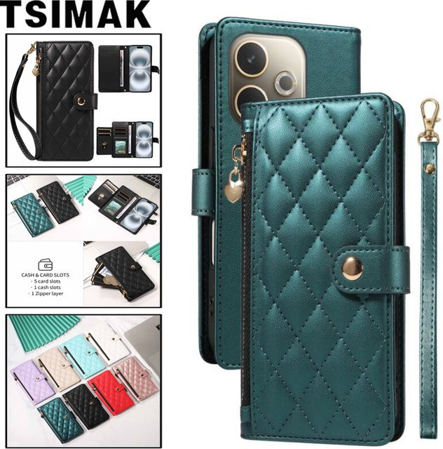 Leder-Wallet-Hülle für Oppo A3X A5X A3 A5 Pro 5G A18 A38 A58 A78 Find X8 Pro A5 in Grün - Bild 1