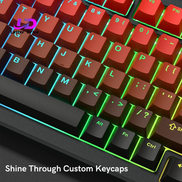 Letter Drive RGB Tastenkappen im Cherry Profil aus PBT Double Shot mit Shine-Through Effekt für mechanische Tastaturen, Farben: Rot und Weiß - Bild 1