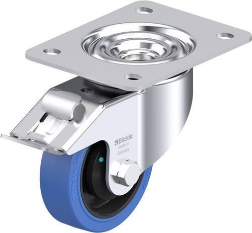 Blickle Stahlblech-Lenkrolle LK-POEV 100KAD-3-FI-SB, verzinkt, blau/schwarz, Rad-Durchmesser: 100 mm, Tragfähigkeit: 200 kg - Bild 1