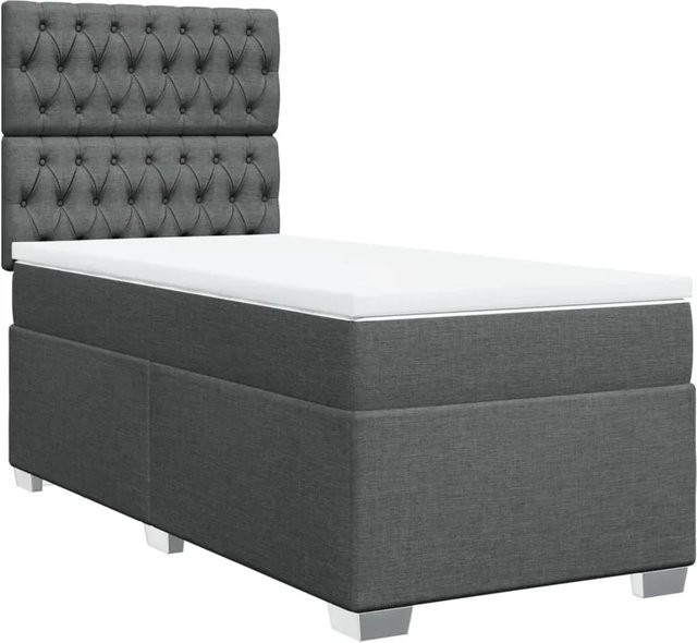 vidaXL Boxspringbett mit Matratze Hybrid Dunkelgrau B/T/H: 80 x 200 cm mit USB-Ladeport und Unterbettbeleuchtung - Bild 1