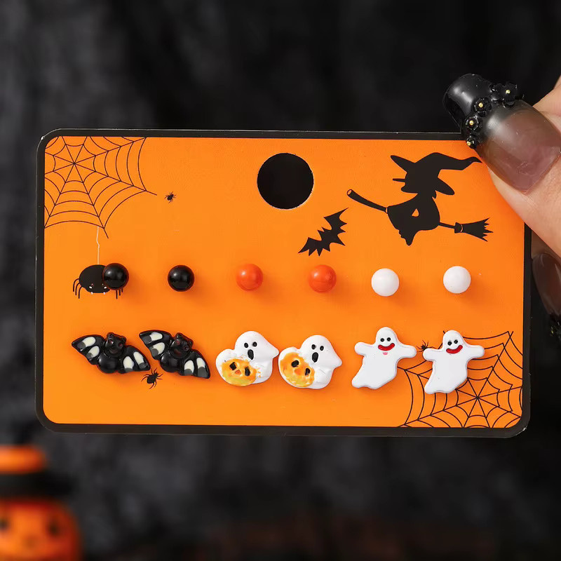 rinhoo Ohrstecker Set, Halloween, Schwarz, Damen - Bild 2