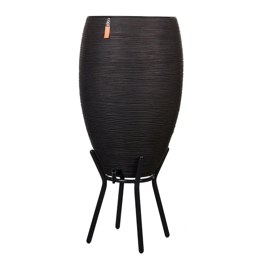 Capi Regentonne Regenspeicher Rib Schwarz mit Pflanzgefäß und Blattfilter, 130 l - Bild 2