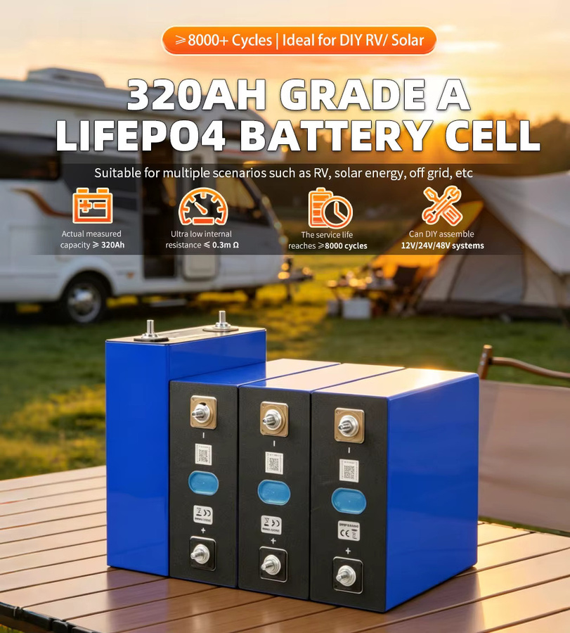 LiFePO4 3,2V 320Ah Lithium-Eisenphosphat Batterie Klasse A für DIY 12V 24V 48V Systeme, prismatische LFP-Zellen in Blau - Bild 6