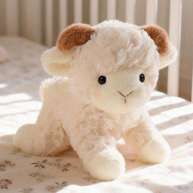Simulierte Lamm-Serie, Schaf-Kuschelkissen, Plüschtier, beige, ab 14 Jahren - Bild 1