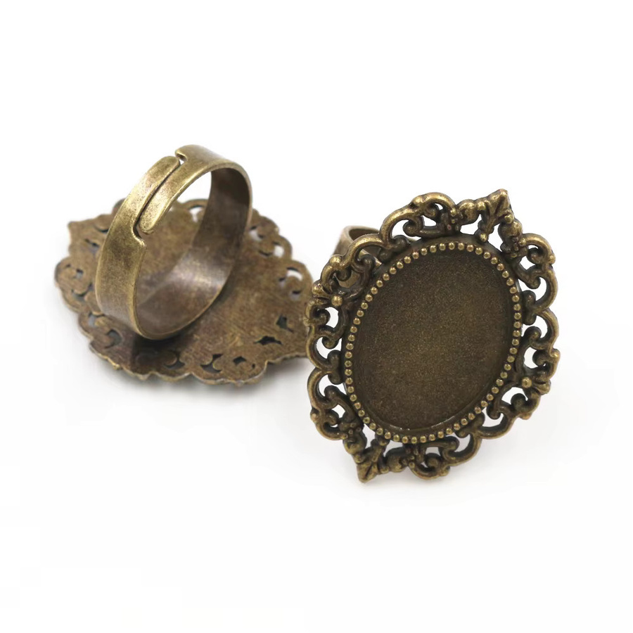 Wadsfred Ringfassungen, antike Bronze, silberfarben plattiert, oval, 13 x 18 mm, Unisex - Bild 2