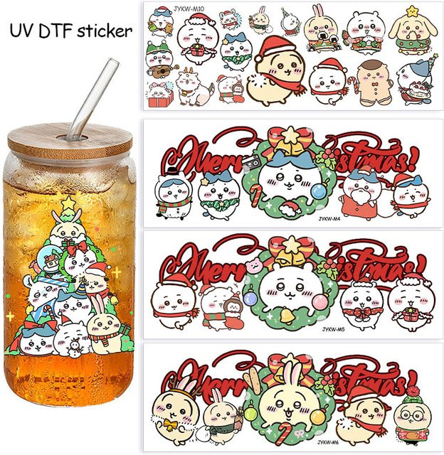 Chiikawa DTF-Sticker, UV-Transfer, transparent, bunt - Bild 1