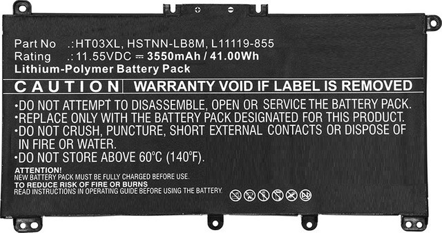 MicroBattery MBXHP-BA0171 Industrieakku Lithium Polymer LiPo, 3550 mAh, 11,55 V, Schwarz - Bild 1