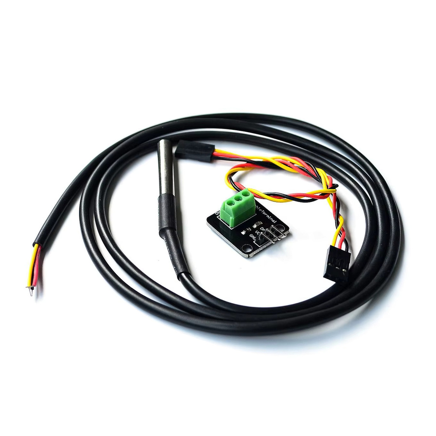 DS18B20 Digitales Temperatur-Sensor-Modul Kit mit wasserdichter Edelstahl-Sonde und Klemmen-Adapter für Arduino, Schwarz, Kabellänge: 100 cm - Bild 2