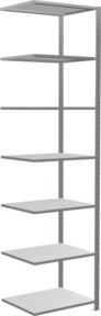 Schulte Anbauregal Steckregal MULTIplus150 in Silber mit 7 Fachböden und Kreuzstrebe, B/T/H: 300 x 75 x 60 cm - Bild 1