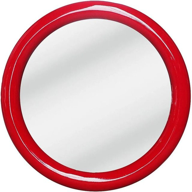 Vente-unique Wandspiegel Maelo rund aus Paulowniaholz in Rot, Durchmesser: 60 cm - Bild 1