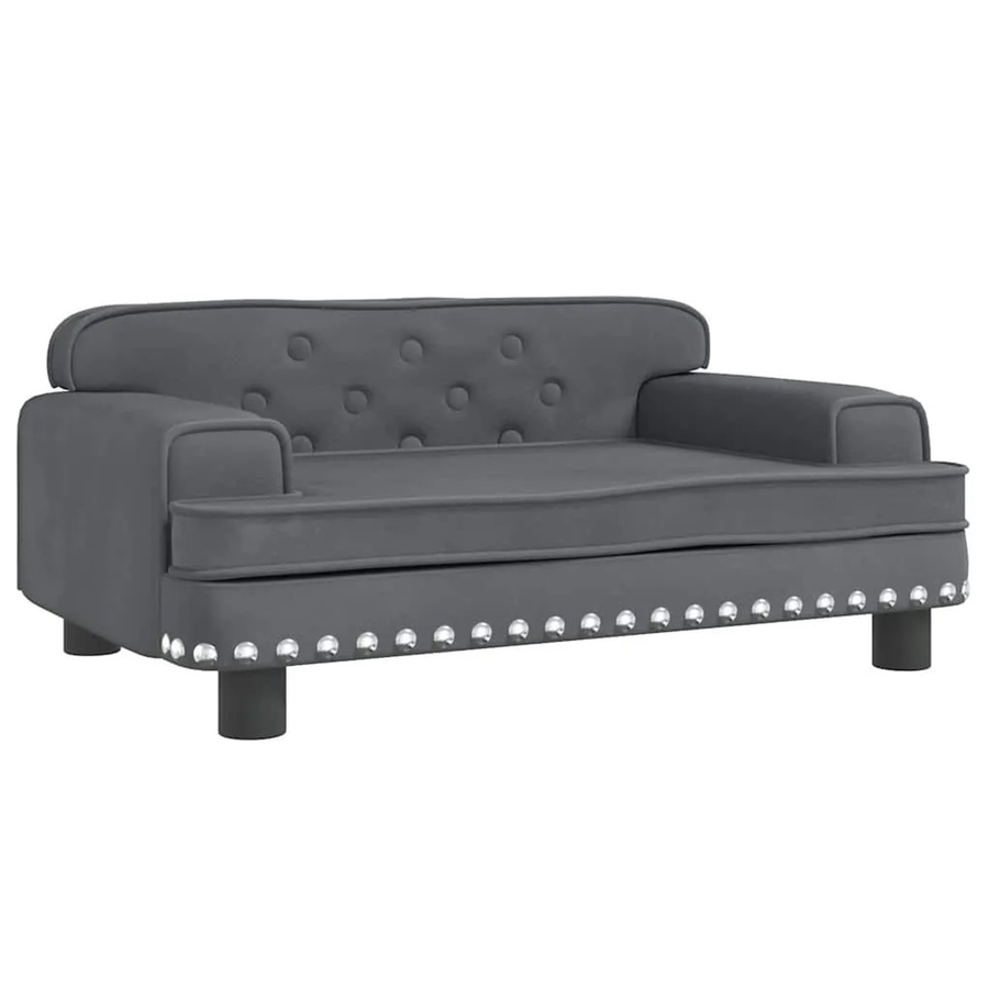 vidaXL Hundebett aus Samt in Dunkelgrau, B/T/H: 70 x 45 x 30 cm - Bild 2
