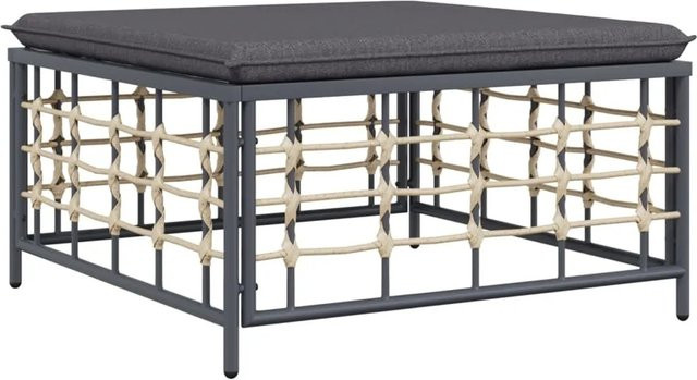 vidaXL Gartenhocker aus Polyrattan mit Kissen in Anthrazit und Grau - Bild 1