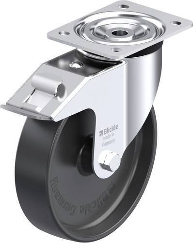 Blickle Stahlblech-Lenkrolle L-PP 200G-FI in Schwarz und Silber mit Rad-Durchmesser 200 mm und einer Tragfähigkeit von 400 kg - Bild 1