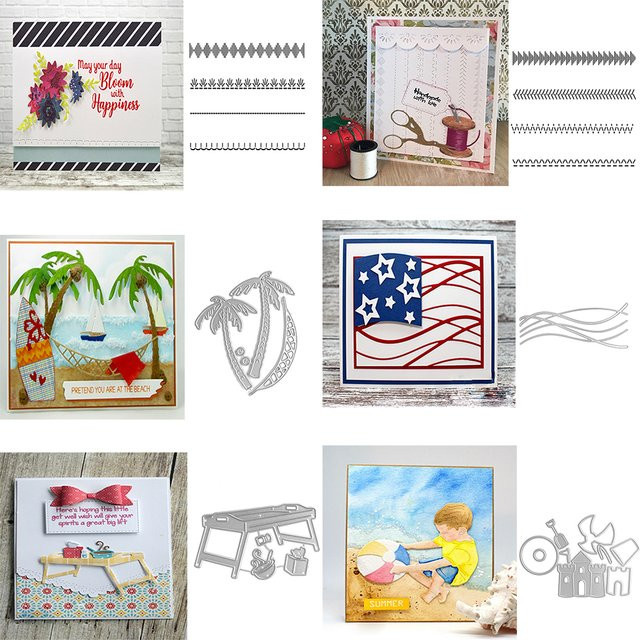 Metall-Stanzform mit Palmen, Hängematte und Strandmotiven für DIY Scrapbooking und Bastelarbeiten - Bild 1