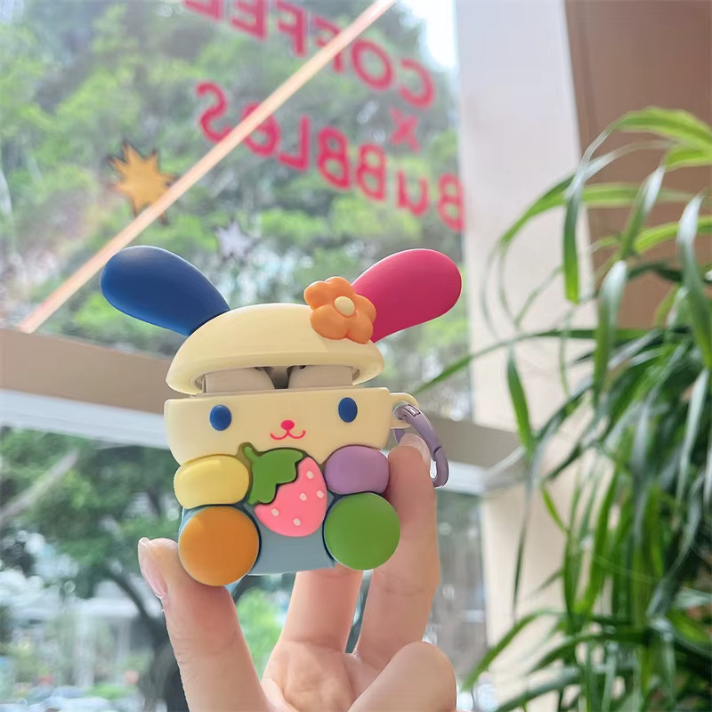 Sanrio Silikon Schutzhülle für Apple AirPods 1 2 3 4 Pro in Regenbogen-Kaninchen-Design, Mehrfarbig - Bild 2