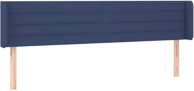 vidaXL Kopfteil mit Ohren in Blau, gepolstertes Stoff-Kopfteil, Breite: 183 cm, Tiefe: 16 cm, Höhe: 78 bis 88 cm - Bild 1