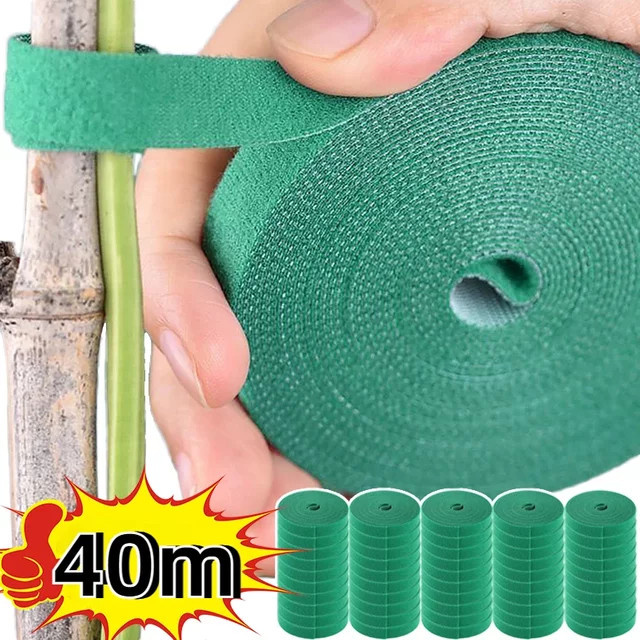 Selbstklebende Nylon-Kabelbinder für Pflanzen in Grün, wiederverwendbare Gartenschnur zur Pflanzenunterstützung aus Kunststoff - Bild 1