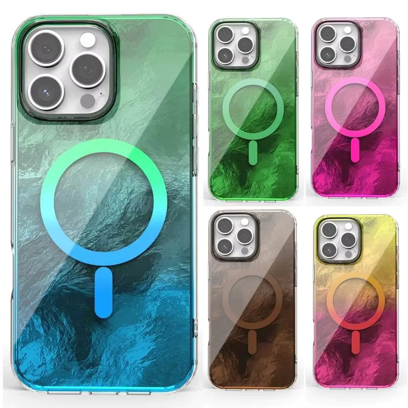OLPAY Magnetische Hülle mit Farbverlaufsglasstruktur für iPhone 17 Air 16 15 14 13 12 Pro Max Plus und 17 Pro in Gold mit MagSafe Kompatibilität - Bild 2