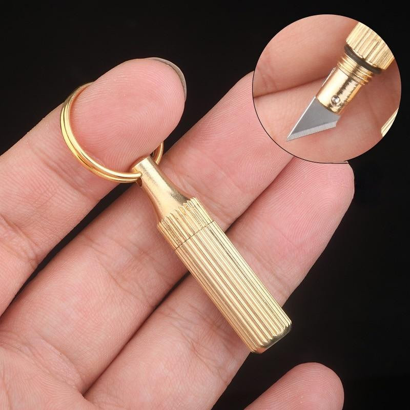 xly1818 Mini Messing Kapsel Tasche Messer in Gold aus rostfreiem Stahl als tragbares Utility Messer und Schlüsselbund Anhänger - Bild 2