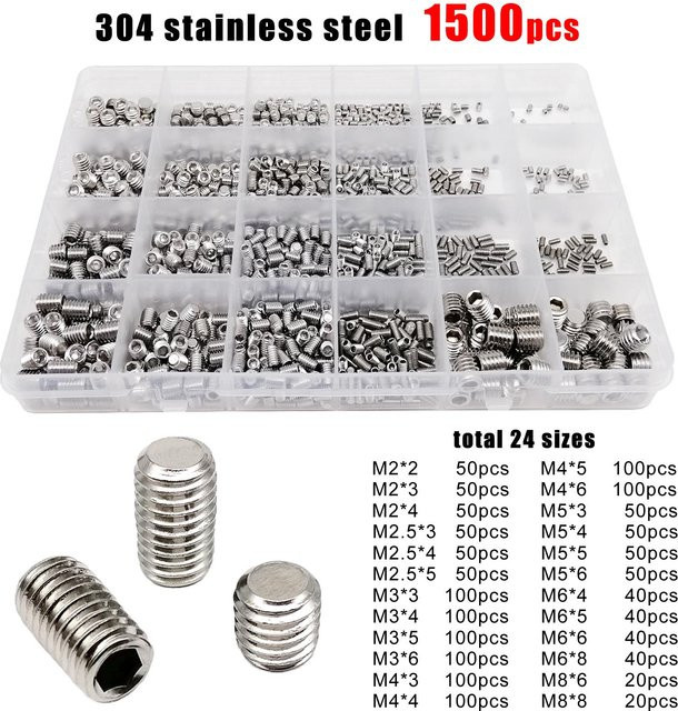 HZYUEGOU Madenschrauben Set DIN 913 aus Edelstahl A2-70 in Schwarz mit Innensechskant Flachspitz Stellschrauben Kit - Bild 1
