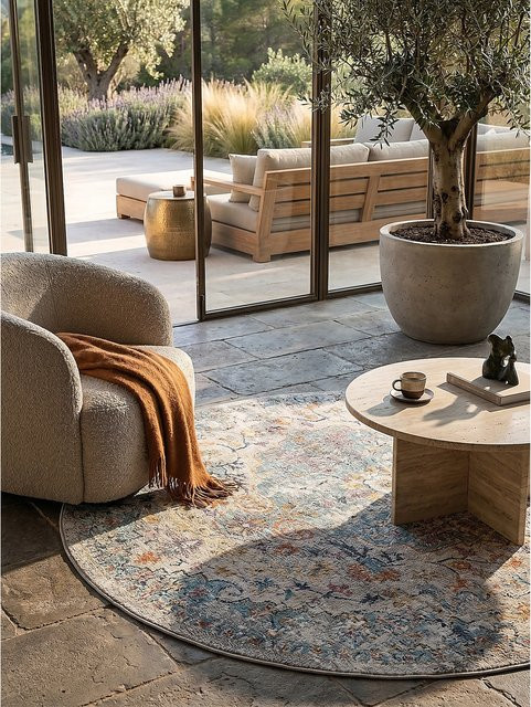 Kadima Outdoor-Teppich Niederflor Mehrfarbig Modern Abstract B/B: 120 x 120 cm - Bild 1