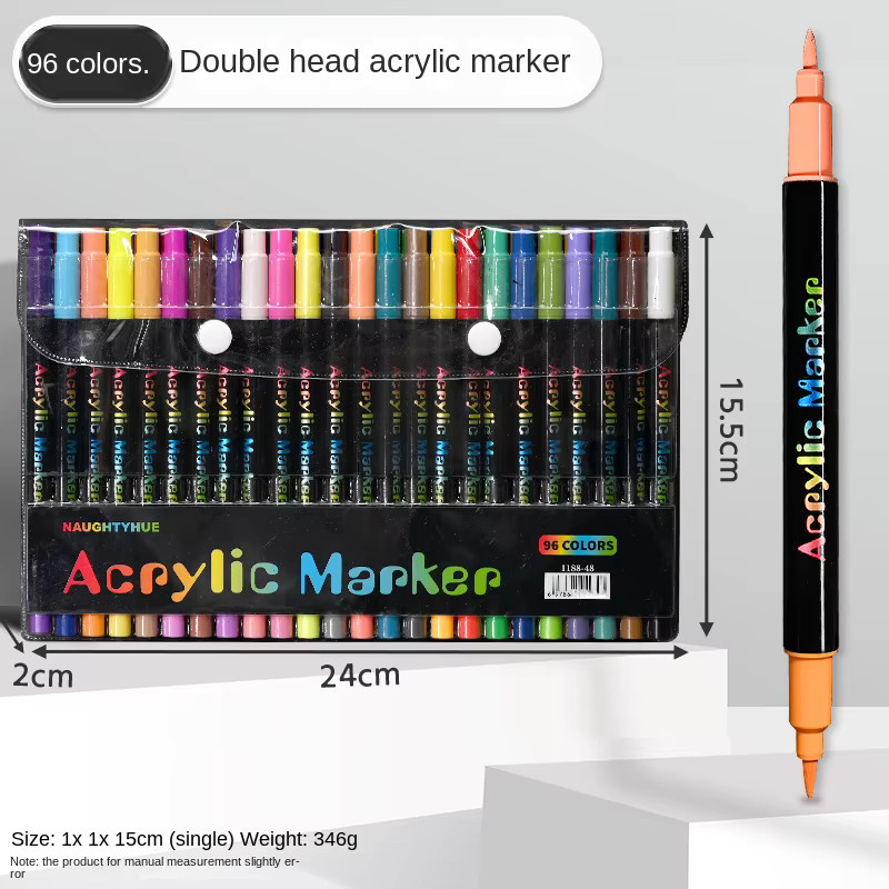 Acryl-Farbmarker Set mit Doppelspitze und Pinselspitze für professionelle Kunstanwendungen auf Stein und Holz, Mehrfarbig - Bild 4
