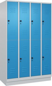 C+P Doppelstock-Spind Classic PLUS mit Sockel, 4 Abteile, Farbe RAL 5012 Lichtblau, B/T/H: 120 x 50 x 195 cm - Bild 1