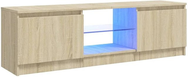 vidaXL TV-Schrank mit LED-Leuchten in Sonoma-Eiche und Beige, B/T/H: 120 x 30 x 35,5 cm - Bild 1