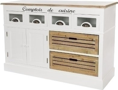 Anrichte Provence von MyFlair im Landhausstil aus Tanne und Paulownia, Farbe Weiß und Braun, Breite: 120 cm - Bild 1
