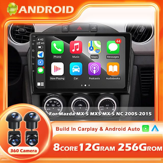 CUCU-NAVI Android 16 Autoradio für Mazda MX-5 MX5 MX 5 NC 2005-2015 mit GPS, Wireless Carplay und Bluetooth in Schwarz - Bild 1