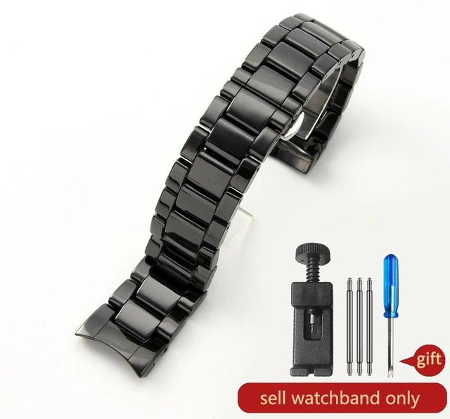 Armani Uhrenarmband, Keramik, Edelstahl, Schwarz, Unisex - Bild 1