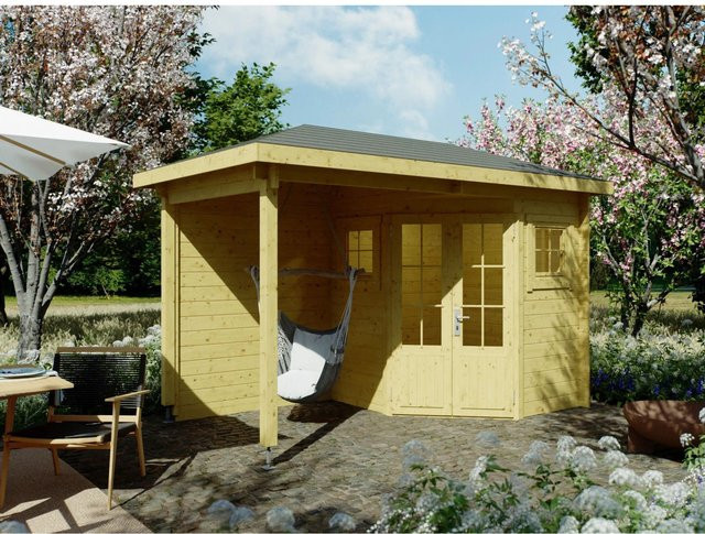 Fjordholz Gartenhaus Modell Evelyn 1B 5-Eck aus imprägnierter Kiefer in Braun - Bild 1