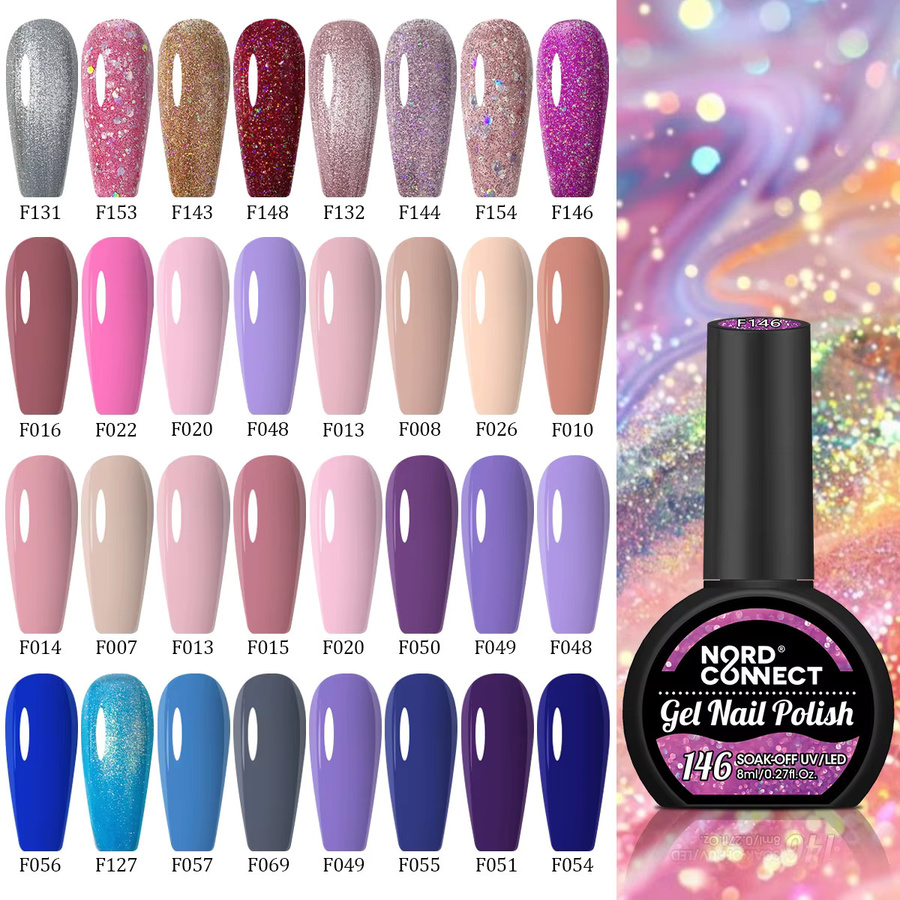 8-teiliges Gel-Nagellack-Set, Neonfarben, Silber, Glänzend - Bild 1