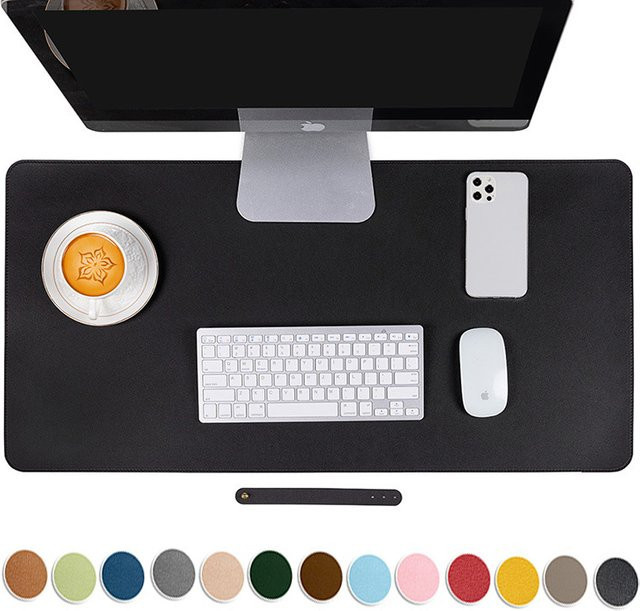 Wasserdichte Schreibtischunterlage aus PU-Leder von xummen in Grün, große Gaming-Mausmatte und Schreibtischschutz für Büro und PC - Bild 1