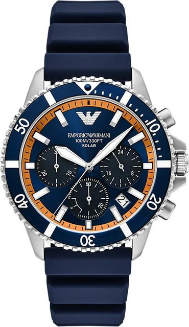 Emporio Armani Chronograph, Solar, Edelstahl, Silikon, Blau, Herren - Bild 1