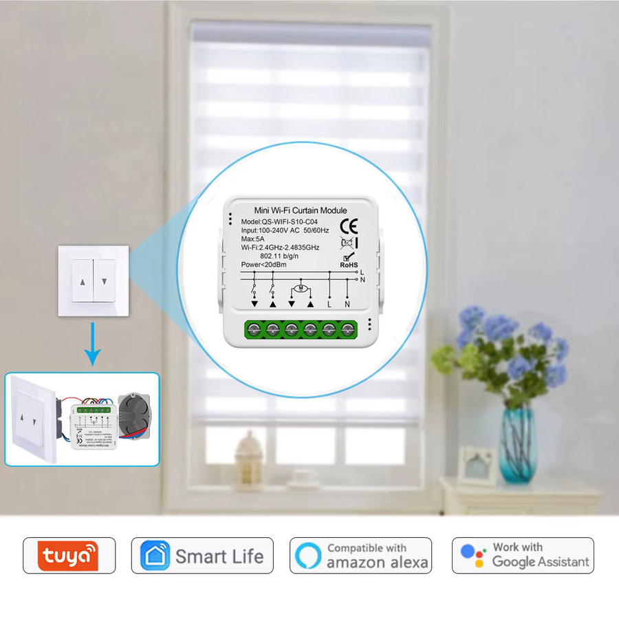 Tuya Smart Wifi ZigBee Vorhang Modul für Jalousien und Rollladen mit Alexa und Google Home Kompatibilität, Farbe: Weiß - Bild 1