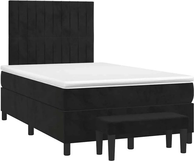 vidaXL Boxspringbett mit Matratze in Schwarz aus Samt, B/T/H: 120 x 190 x 123 cm - Bild 1
