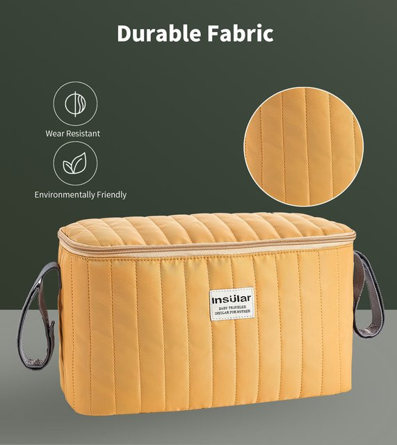 Gelbe Windeltasche für den Kinderwagen mit großem Fassungsvermögen und Flaschenhalter für unterwegs - Bild 1