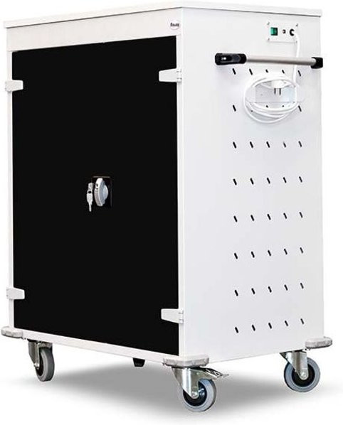 rotstahl Laptopwagen mit 16 Fächern, Korpus lichtgrau und schwarzer Front, B: 92 cm, H: 106 cm - Bild 1