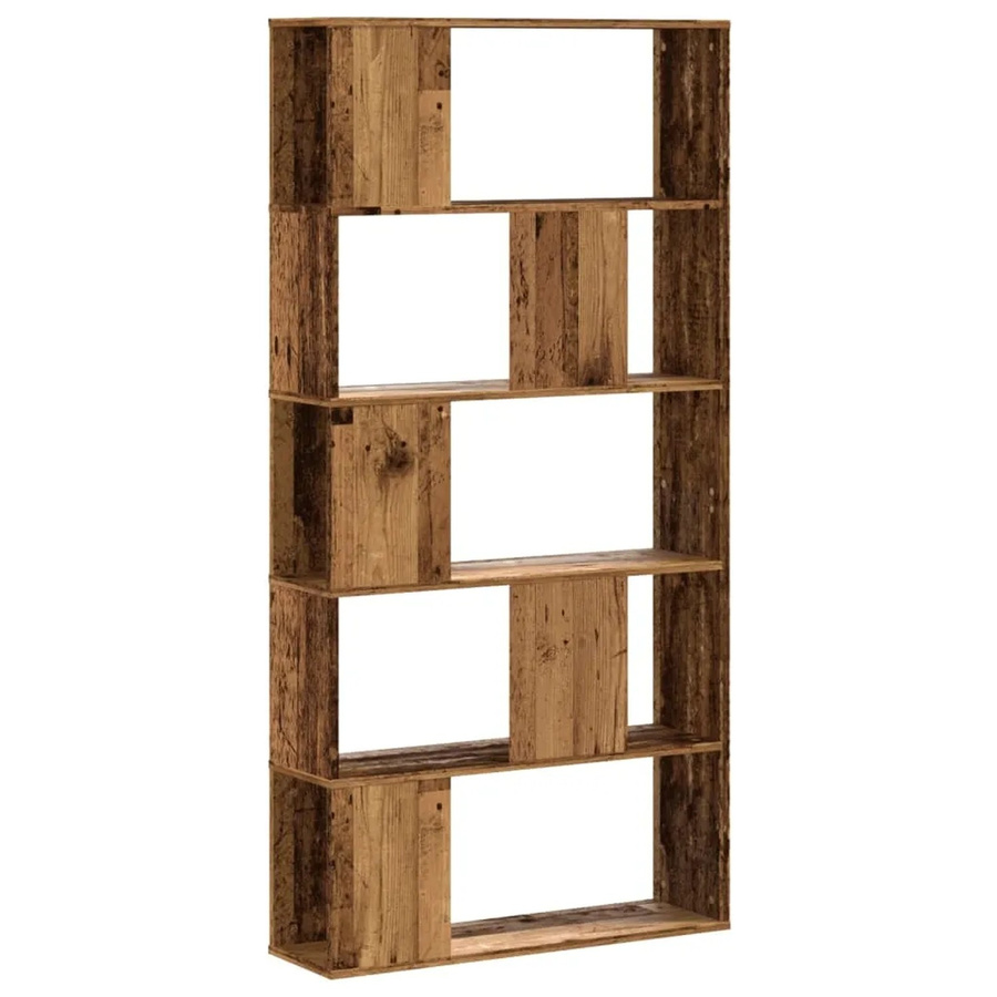 vidaXL Bücherregal mit 5 Böden in Altholz-Optik, Braun, B/T/H: 80,5 x 23,5 x 162,5 cm - Bild 2