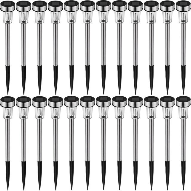TECTAKE 24er Set LED Solarlampen mit Erdspieß, Kaltweiß, Silber - Bild 1