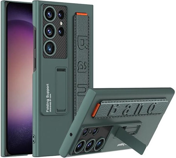 Stoßfeste Samsung Galaxy S23 Ultra und S23 Plus 5G Schutzhülle mit Handgelenkschlaufe und Ständerabdeckung in Grün - Bild 1