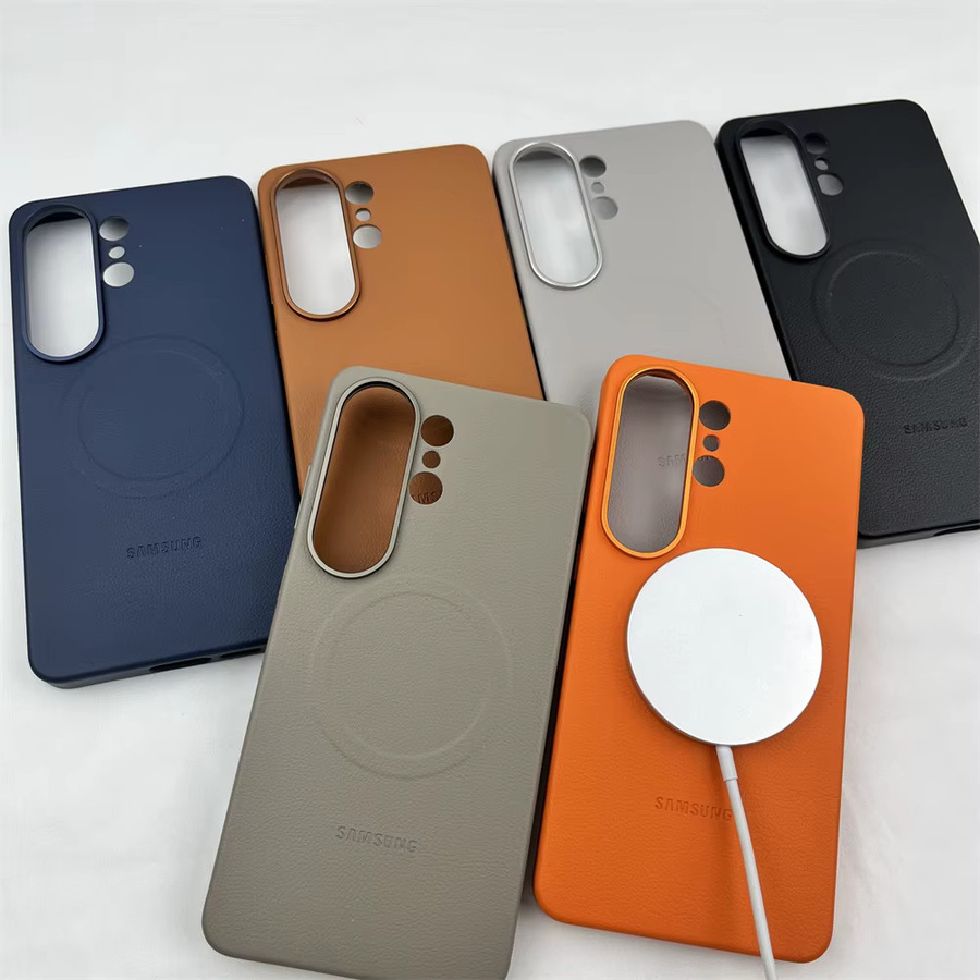 Luxuriöses Leder-Magnet-Case für Samsung Galaxy S26 Ultra in Braun/Mehrfarbig mit MagSafe Wireless Charging Unterstützung - Bild 1