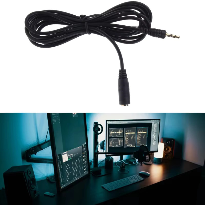 POFAN Stereo-Audiokabel 3,5 mm Klinke Verlängerungskabel Stecker auf Buchse Schwarz, Länge: 1,5 m - Bild 2